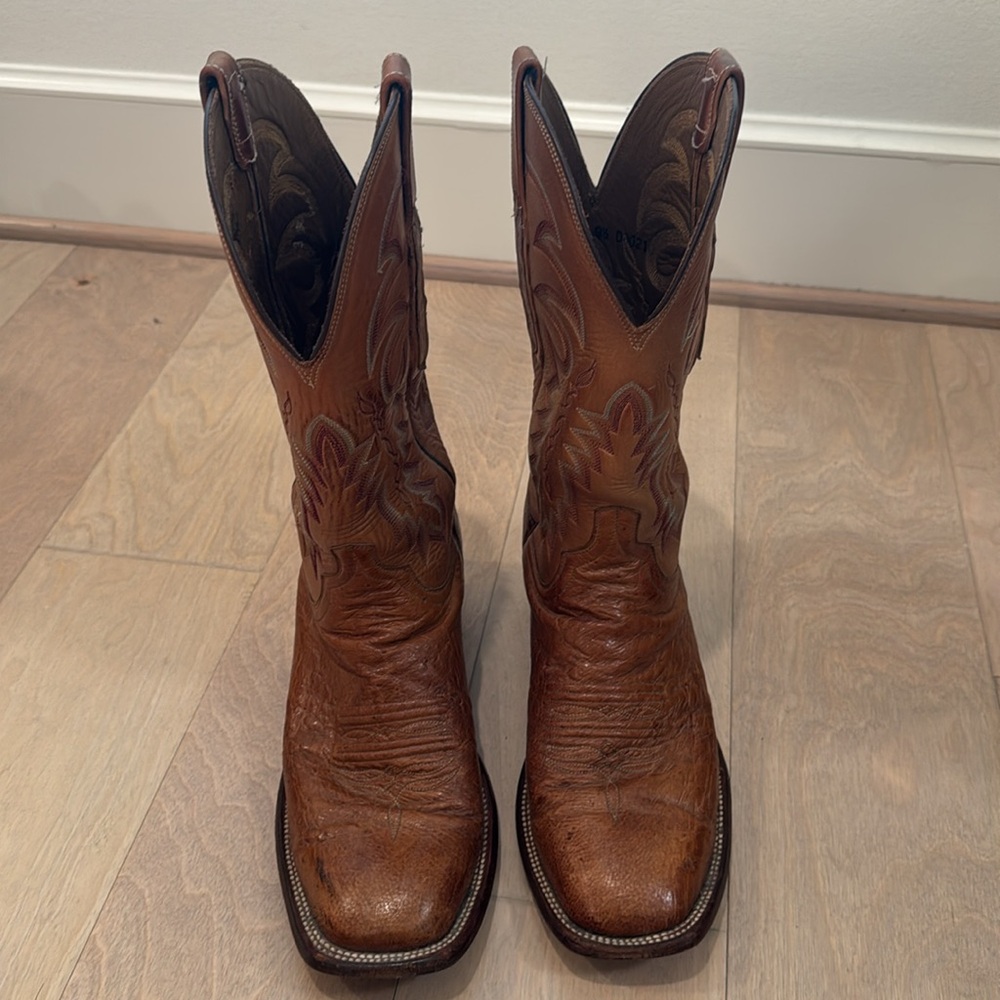 Lucchese Smooth Ostrich Barnwood Tan Boots